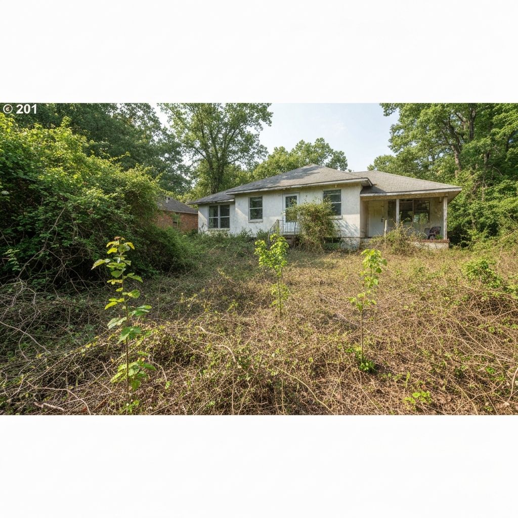 Overgrown land before forestry mulching